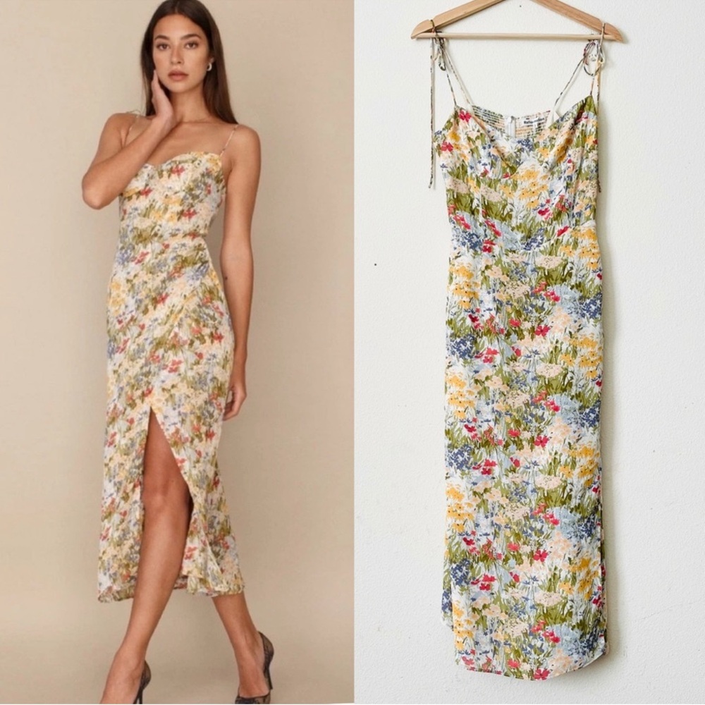 REFORMATION Kourtney Floral Sleeveless High Slit Midi Dress Size 6P NWT - Picture 6 of 16